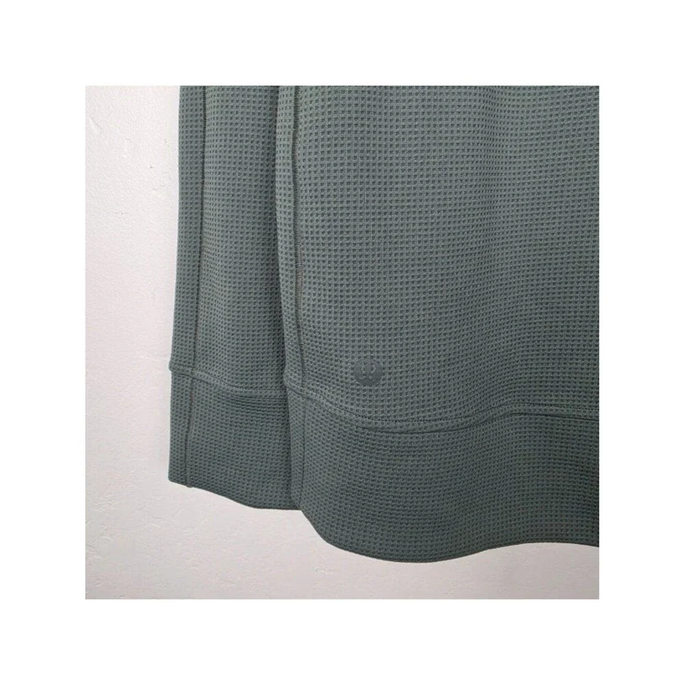 Lululemon Shift Stitch Hoodie Waffle Knit Pullover Green Size L